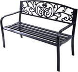ReunionG 50" Patio Garden Bench Loveseats Park Yard Furniture Vintage Floral Garden Cast Iron Patio Porch Chair - Photo 1