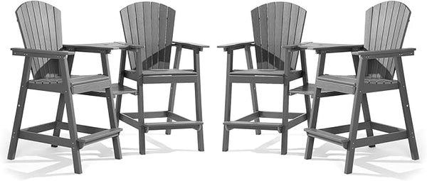 PASAMIC Tall Adirondack Chairs Set of 2, All-Weather HDPE Patio Chairs with Double Connecting Trays - Photo 1