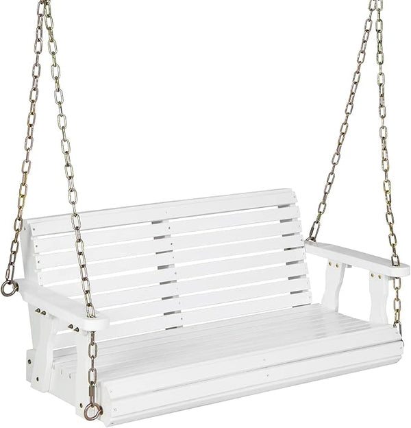 Giantex Wooden Porch Swing 2 Seat - Outdoor Swinging Chairs with Hanging Chains, 600 lbs Weight Capacity - Photo 1
