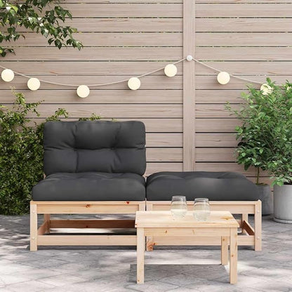 Rustic Garden Armless Sofa Solid Pine Wood Outdoor Seating with Weather-Resistant Cushions for Patio Balcony Backyard Comfortable Two-Person Bench
