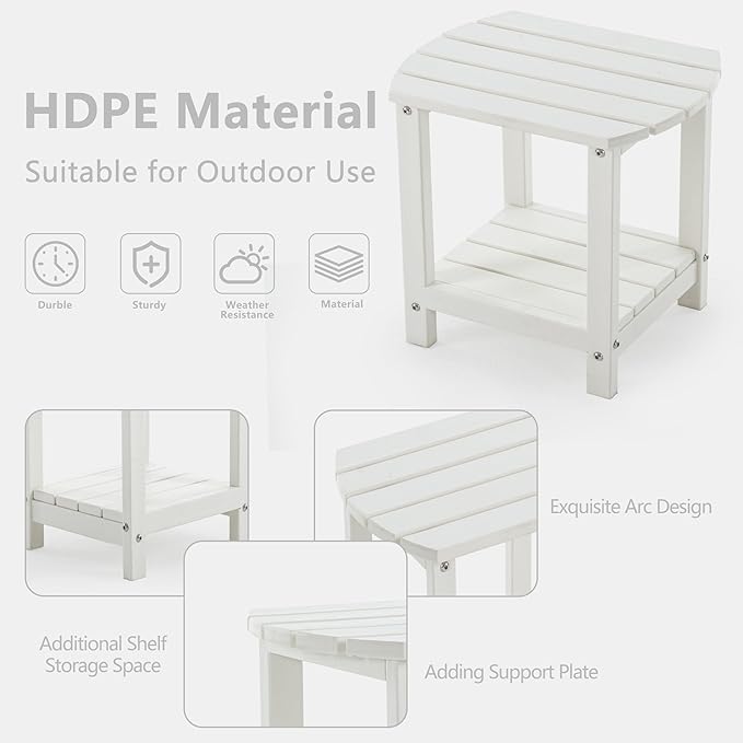 4 Chairs & 2 Tables Folding Adirondack Chair Set with Table – HDPE Weatherproof Outdoor Patio Chairs with Reclining - Photo 5