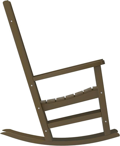Flash Furniture Winston All-Weather Poly Resin Rocking Chair in Mahogany