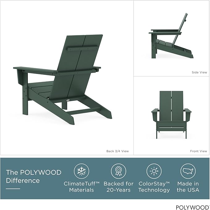 POLYWOOD Contemporary Modern Oversized Adirondack Chair in Green