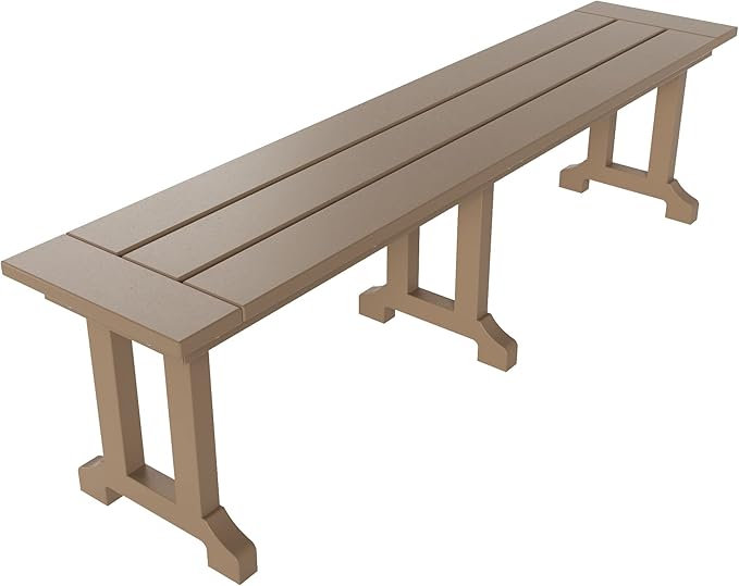 WO WESTIN OUTDOOR HDPE Laguna Trestle 65" Bench,Weathered Wood