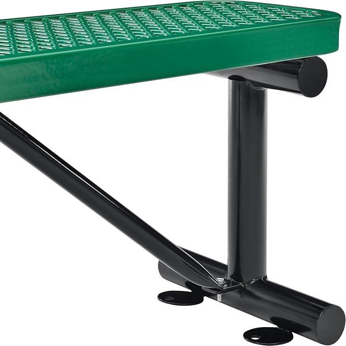 Global Industrial 4'L Heavy Duty Expanded Metal Mesh Flat Bench with Steel Frame, Portable Outdoor Bench, 1000 lbs Capacity, Green, 48" L x 14-1/2"W x 18" H