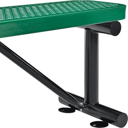 Global Industrial 4'L Heavy Duty Expanded Metal Mesh Flat Bench with Steel Frame, Portable Outdoor Bench, 1000 lbs Capacity, Green, 48" L x 14-1/2"W x 18" H