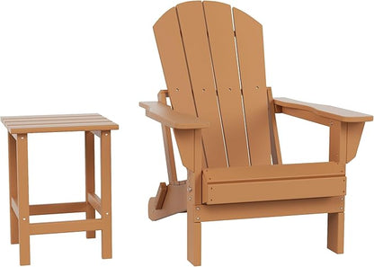 Costaelm Outdoor Table and Chairs, Small Patio Set Outdoor Seating, All Weather Porch Furniture Set Lounge Chairs for Outside Firepit Garden Lawn, Teak