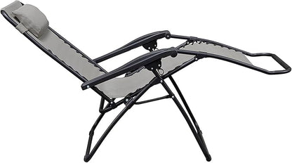 Caravan Sports Zero Gravity Outdoor Portable Folding Camping Lawn Deck Patio Pool Recliner Lounge Chair for Adults, Adjustable Headrest, Gray
