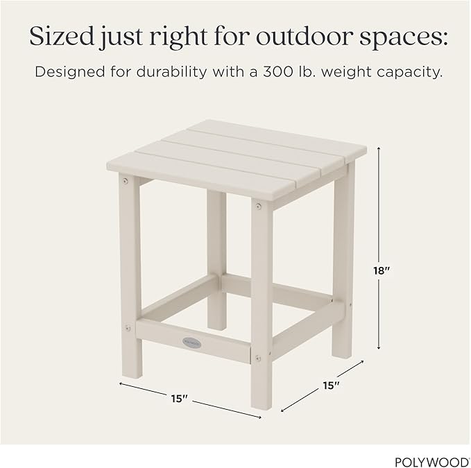 POLYWOOD ECT18SA Long Island 18" Side Table, Sand