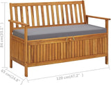 Garden Bench Deck Bench Patio Storage Bench 47.2" Solid Acacia Wood - Photo 2