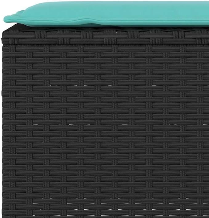 Garden Bench Deck Bench Patio Bench with Cushion Black 43.3"x11.8"x15.9" Poly Rattan