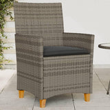 Patio Chairs with Cushions 2 pcs Gray Poly Rattan&Solid Wood, Suitable for patios, Gardens, Balconies - Photo 1