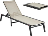 VEVOR Outdoor Chaise Lounge Chair, 400 lbs Weight Capacity, Foldable Sun Tanning Chair, 5 Adjustable Positions - Photo 1