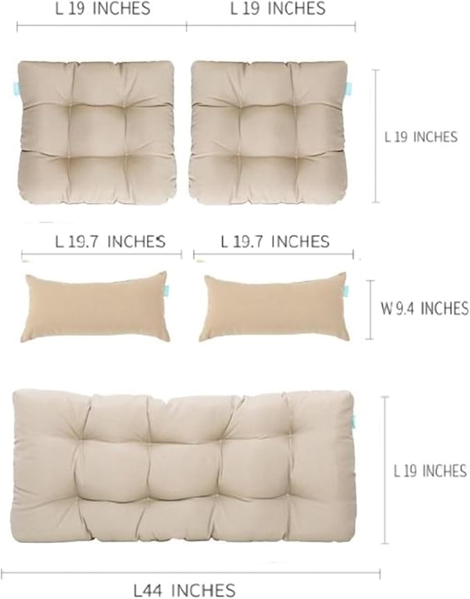 QILLOWAY Outdoor Patio Wicker Seat Cushions Group Loveseat/Two U-Shape/Two Lumbar Pillows for Patio Furniture - Photo 2