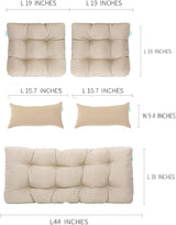 QILLOWAY Outdoor Patio Wicker Seat Cushions Group Loveseat/Two U-Shape/Two Lumbar Pillows for Patio Furniture - Photo 2