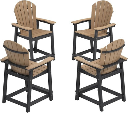 OTSUN Tall Modern Adirondack Chairs Set of 4, All Weather HDPE Bar Height Adirondack Stools Widened Durable Design for Porch Patio Yard Lawn Fire Pit Bistro Basement Indoors & Outdoors
