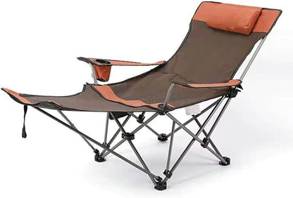 Generic Lounge Chair Adjustable Position Folding Camping Cot, Outdoor Lounger Folding Outdoor Recliner Patio Lounge Chair Headrest
