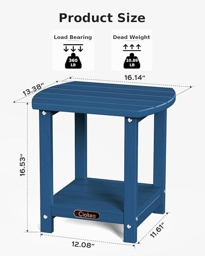 Ciokea Folding Adirondack Chair 2 Pack+ Adirondack Outdoor Side Table 1 Pack (Royal Blue)