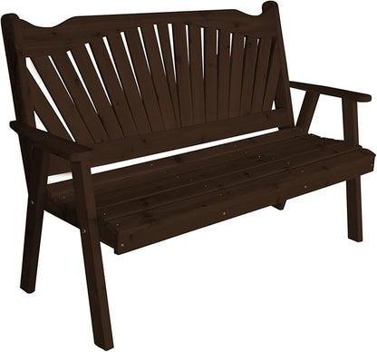 Furniture Barn USA Pine 5' Fanback Garden Bench, Walnut Stain
