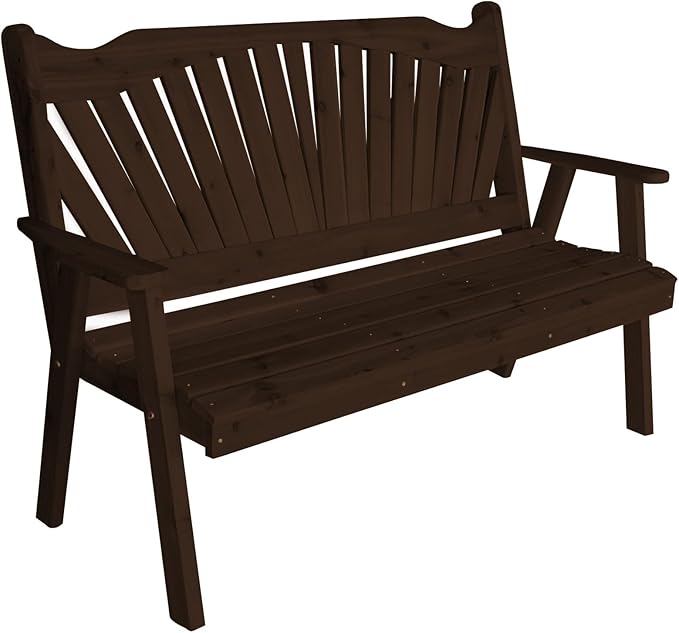 Furniture Barn USA Pine 4' Fanback Garden Bench, Walnut Stain