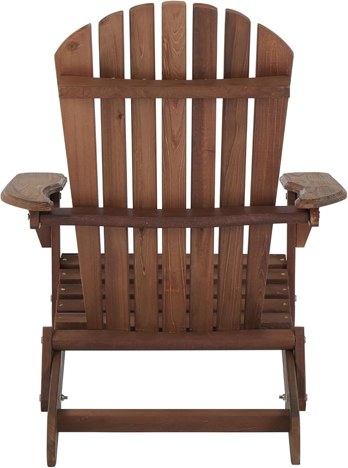 Wooden Folding Adirondack Chair Set of 2, Wood Lounge Patio Chair for Garden Outdoor - Photo 7
