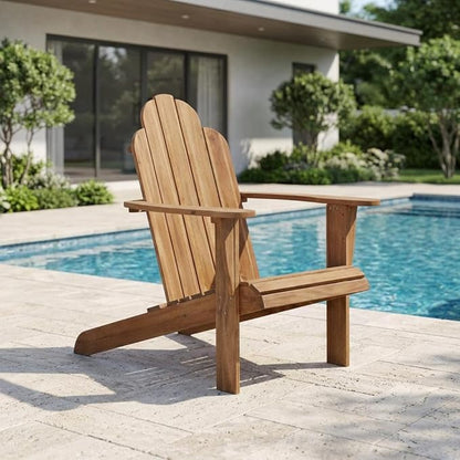 Acorn Brown Adirondack Chair with Solid Wood and Acacia Construction, Comfortable Lounge Design, Durable Finish, Weather-Resistant Finish