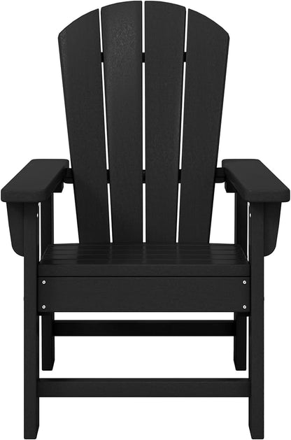WestinTrends Malibu Kids Outdoor Adirondack Plastic Patio Chair (Set of 2), Black