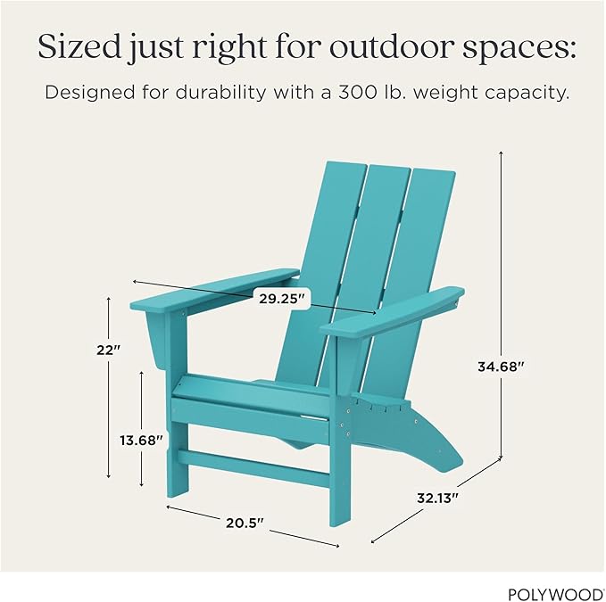 POLYWOOD Modern Adirondack Chair – All-Weather Outdoor Lawn Adirondack Chairs – HDPE, Fade-Resistant & Durable Outdoor Furniture – For Patio, Deck & Fire Pit Chairs – Aruba