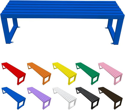 Metal Garden Bench Outdoor Seat 2-Person Patio Benches Park Bench Backless Chair Front Porch Seat 3.3ft 3.9ft 4.9ft 5.9ft Weatherproof Chair for Yard Porch Lawn(Blue,3.3ft)