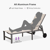 PURPLE LEAF Patio Chaise Lounge Set for 4 Outdoor Pool Lounge Chairs with Armrest and Adjustable Backrest Aluminum - Photo 8