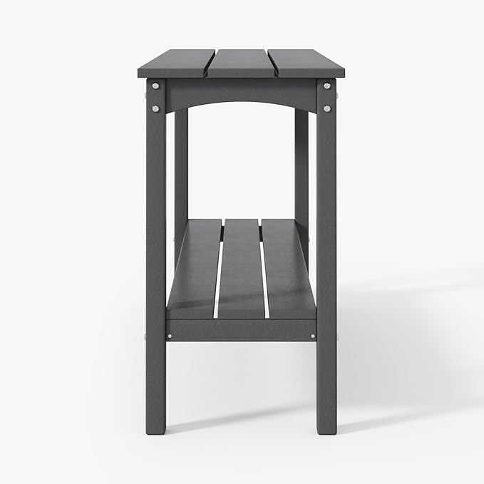 WestinTrends Malibu 55" Outdoor Patio HDPE Adirondack 2-Tier Shelf Console Table, Gray