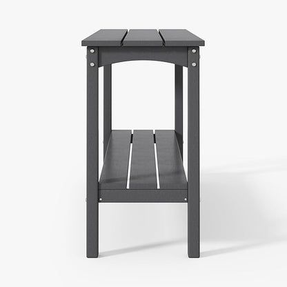 WestinTrends Malibu 55" Outdoor Patio HDPE Adirondack 2-Tier Shelf Console Table, Gray