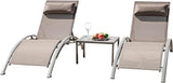Domi Outdoor Chaise Lounge Set of 3 Patio Recliner Chairs with Adjustable Backrest and Removable Pillow for - Photo 8