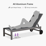 PURPLE LEAF Patio Chaise Lounge Set for 4 Outdoor Pool Lounge Chairs with Adjustable Backrest and Side Tables Aluminum - Photo 8