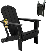 Domi Folding Adirondack Chair, HDPE Adirondack Chair with Cup Holder - Photo 1