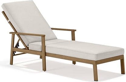 Outdoor Chaise Lounge, Aluminum Chaise Lounge Outdoor with Cushion, 6-Position Adjustable Pool Chaise Lounge Chairs, Outdoor Pool Recliners Chair for Beach, Yard, Poolside