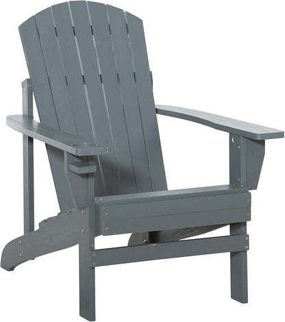 Folding Adirondack Chair, Outdoor Adirondack Chairs with Wood Texture, Acacia Wood Fire Pit Chairs, All Weather, for Deck Backyard Patio Outdoor Garden (Light Gray)