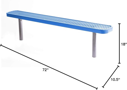 COATEDOUTDOORFURNITURE Coated Outdoor Furniture Heavy-Duty Outdoor Bench Thermoplastic Coated, Expanded Metal, Commercial-Grade Seating, Made in America (Inground Without Back, 6 Ft, Light Blue)