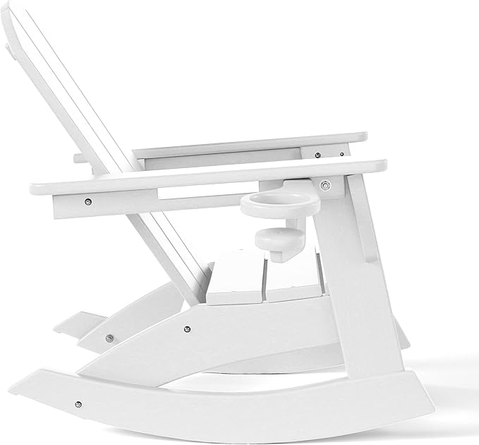 WestinTrends Malibu Outdoor HDPE Plastic Preschool Toddler Classic Adirondack Rocking Chairs (Set of 2), White