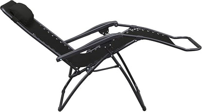 Caravan Sports Zero Gravity Outdoor Portable Folding Camping Lawn Deck Patio Lounge Chair with Adjustable Headrest, Black (Pair)