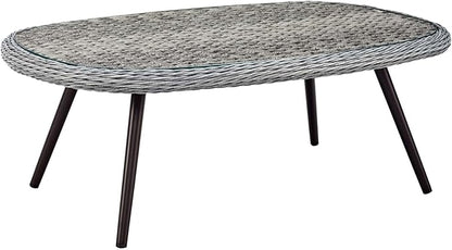 Modway EEI-3177-GRY-GRY-SET Endeavor 4 Piece Outdoor Patio Wicker Rattan Sectional Sofa Set, Gray