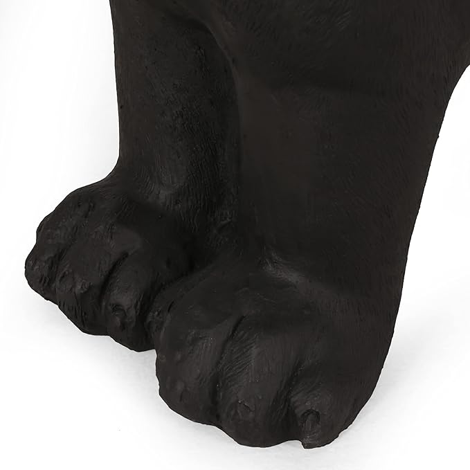 Outdoor Dog Bench 31.5" Labrador-Shaped Concrete Garden Bench for Patio & Yard Lightweight & Weather-Resistant, No Assembly Required, Black