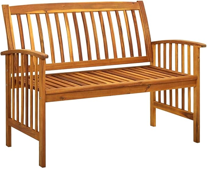 Patio Bench with Cushion, Outdoor Bench, Wooden Bench with Backrest, Vintage Garden Wooden Bench for Patio, Garden, Yard - Photo 3