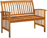 Patio Bench with Cushion, Outdoor Bench, Wooden Bench with Backrest, Vintage Garden Wooden Bench for Patio, Garden, Yard - Photo 3