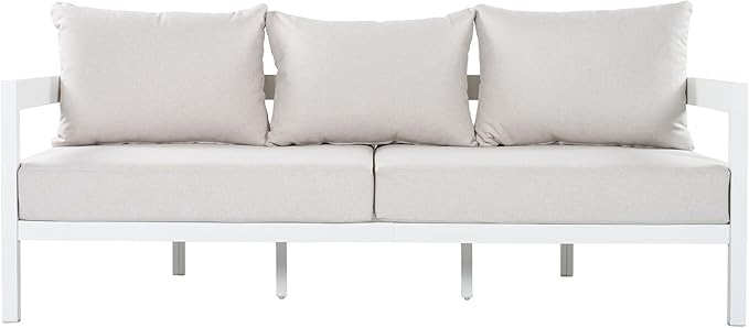 Merax 75.8" Modern Curved Outdoor Aluminum 3-Seater Sofa - Photo 3