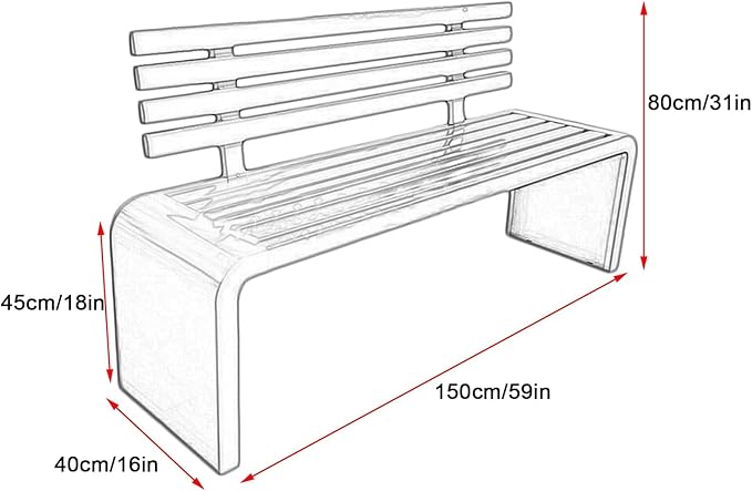 Sturdy Metal Garden Bench for Outdoors, 660lb Capacity, Stylish Yellow Patio Seating for Yard, Entryway, Park, 150cm/59in Long, Durable Outdoor Furniture