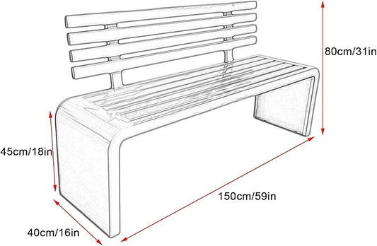 Sturdy Metal Garden Bench for Outdoors, 660lb Capacity, Stylish Yellow Patio Seating for Yard, Entryway, Park, 150cm/59in Long, Durable Outdoor Furniture