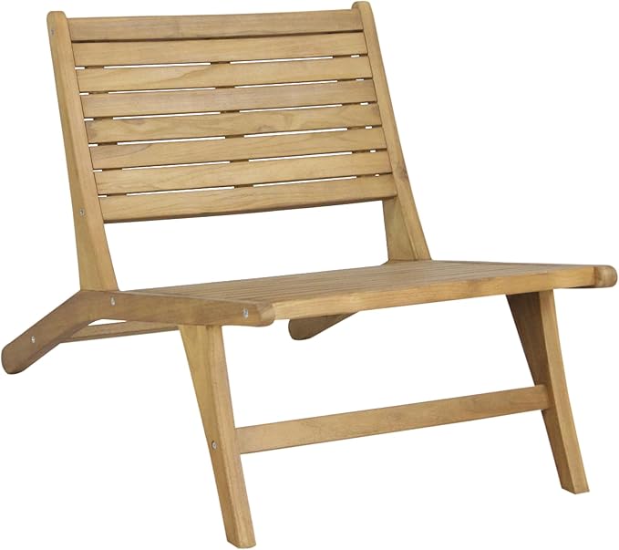 JONATHAN Y PAT2000A Leo Mid-Century Modern Wood Armless Outdoor Patio Chair Contemporary, Bohemian, Coastal, Transitional, Rustic, Natural