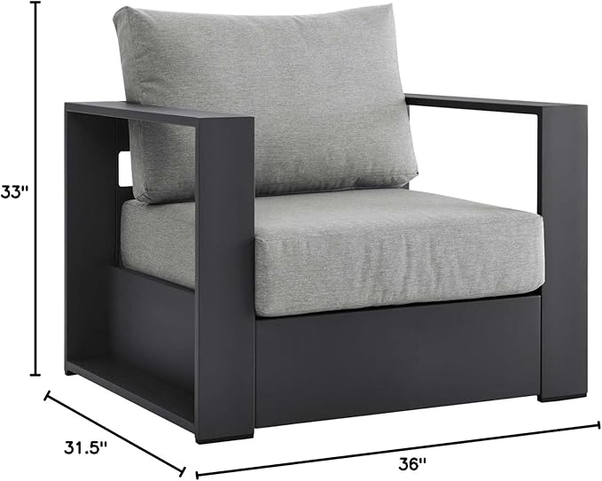 Modway Tahoe Aluminum Outdoor Patio Armchair in Gray Gray - Photo 9
