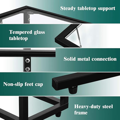 Tangkula Sofa Side End Table, C Shaped Patio Side Table Snack Table with Glass Top & Steel Frame, Portable Indoor Outdoor Couch C Table End Table Laptop Desk Coffee Tray